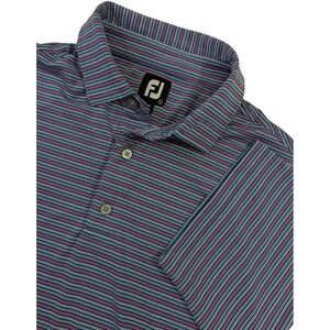 FootJoy Golf Polo Shirt Mens L Blue Pink Quick Dry StretchAthletic Athleisure
